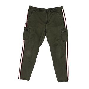 ATHLETA Summit Cargo Pant Olive Green with Side Stripe Size 12 Stretch Womens